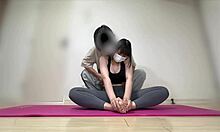 Toy Teasing and Cum on Chubby Big-Breast Japanese During Stretch!