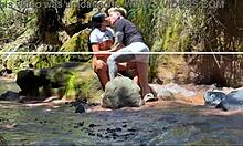 Amateur couple films steamy banging with stepbrother by the river