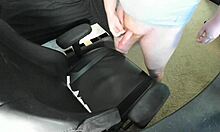 Redhead teen intensely masturbates in bedroom, exploding huge cum load on chair