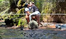Amateur couple films steamy banging with stepbrother by the river