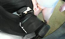 Redhead teen intensely masturbates in bedroom, exploding huge cum load on chair