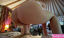 Cheating Man Sneaks Off Condom for Rough Creampie