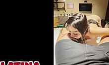 Hey, check out this beautiful latina teen sucking huge bwc for first time cum facial!