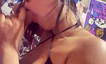 college girl with tattoo gets oral attention from muscular amateur