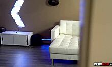 stepmom and stepdaughter give stepson a double blowjob in the living room