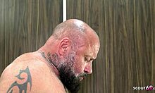 german teen lures step mom’s friend for bathroom cock sucking