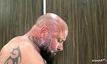 german teen lures step mom’s friend for bathroom cock sucking