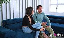 Spanish brunette hottie introduces boyfriend for rough casting sex