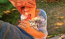 Horny stepsister rubs wet panties in public pov masturbation