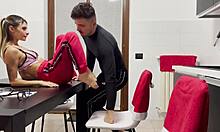 Italian secretary seduces boss, ends with him inside and a facial footjob