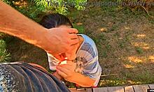 Horny stepsister rubs wet panties in public pov masturbation