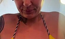 training in bikini thong at gym, got wet from arousal dripping like sea water.