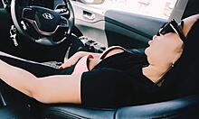 She Is Very Horny to Get Home Masturbating in the Car