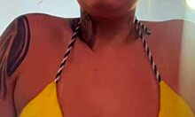 training in bikini thong at gym, got wet from arousal dripping like sea water.