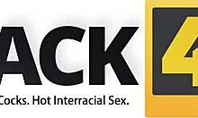 Look at this platinum blonde with back tattoo fucking her black hubby hard!