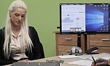 busty blonde blanche trades body for loan in office