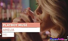 Unbelievable! Passionate All Natural Blonde Teen Amelia Strips Naked on Bar Counter!