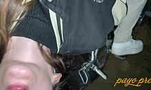 Shy young girl swallows huge cock outdoors