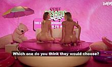 two young girls at party kissing and touching