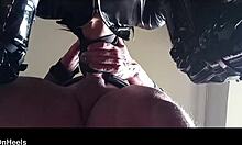 Chairtied, hooded, ballgagged, ring gagged—do I have to suck until he cums?