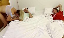 girlfriend sneaks into swinger bedroom to ride husband hard