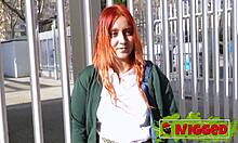 Mlade amaterske rdečelaske Natalyy vroče željne črnega tipa v castingu