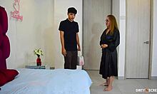 Hey, the student fucked my ass after a massage, what a creampie! 😈