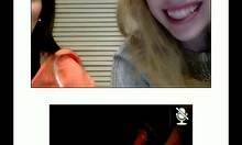 Juicy lucy teases with wet ass and big tits in interracial cam2cam session.