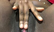 ebony babe feels deep pleasure in solo masturbation