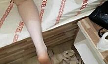 Skinny white chick takes big black cock doggystyle in tight pussy