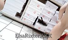 Real amateur hotwife flashes hot ass and pussy in public mall shopping exhibition