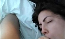 Jesyx in motel gets cum in mouth from pov blowjob.