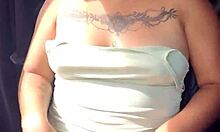 latina whore flashes tits and panties in car on highway