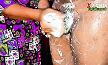 Sexy Amateur Redhead in Gloves Fucked in Blue Lingerie POV