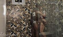 Cleo cadillac gets fucked by her muscular friend in the bathroom!