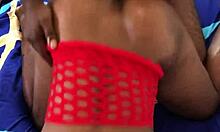 A black babe gets her pussy hammered in doggystyle position