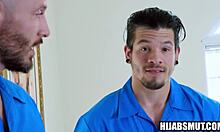 girl in hijab fucks two horny guys to keep secret safe 😈