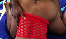 A black babe gets her pussy hammered in doggystyle position