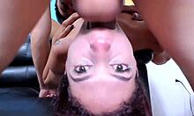 she deepthroats me upside down on the couch, so sloppy