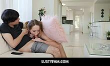 stepbro licks teen stepsis pussy then fucks