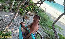 pretty girlfriend fingering wet pussy at beach with friend watching