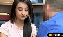 The teen thief gets punished by the perverted officer's monster cock.