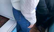 cute redhead gives sloppy public blowjob on balcony. her plump lips work magic outdoors.