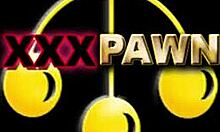 Amateurs engage in rough fucking and sucking in shop.