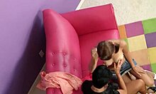 Mature couple seduces small 18+ teen for rough FFM 3some with Whitezilla cock