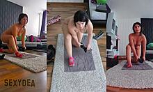 Ever seen pure sensuality in a naked workout triple cam view?
