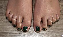Close Up Toe Tickling Fetish With Green Nails