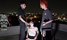 Young Girl Takes on Two Gifted Men for Wild Double Action on Roof