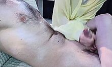 young babe relaxes stepfather with private massage after work