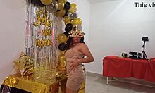 beautiful lady throws last new year's eve party, flaunting her big pussy in elegant vip whore dress 😘